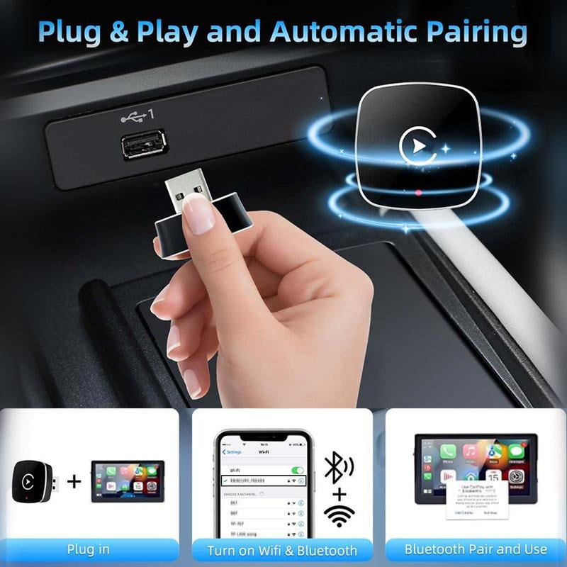 2025 Wireless Carplay Adapter for Iphone/Android - Fast Connection,No Latency,Hands-Free Call Wireless Adapter Electronic Charger Carplay Dongle