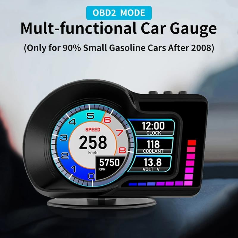 【Dealsforyoudays】Car Head up Display, Auto Accessories, HD Display Screen Car HUD with Multiple Alarm Functions, Speedometer, GPS, Car Inspection Tools