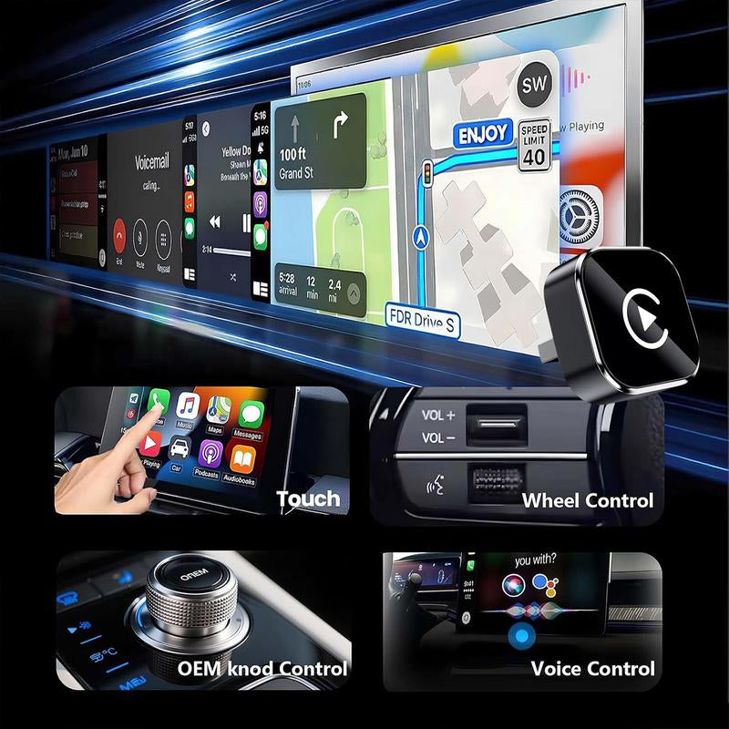 2025 Wireless Carplay Adapter for Iphone/Android - Fast Connection,No Latency,Hands-Free Call Wireless Adapter Electronic Charger Carplay Dongle