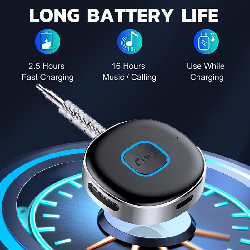Car Bluetooth Receiver, Noise Cancelling 3.5Mm AUX Bluetooth Car Adapter, Wireless Audio Receiver for Home Stereo/Wired Headsets, Hands-Free Calling