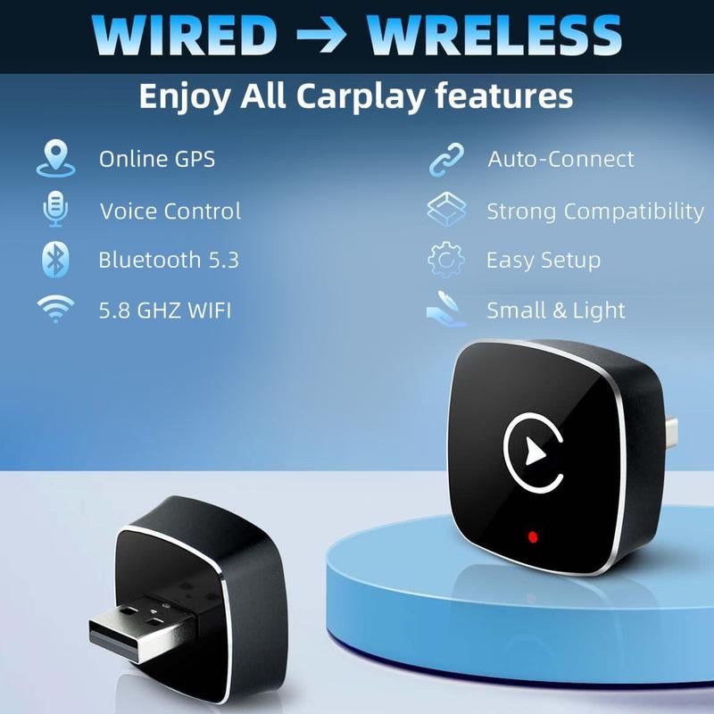 2025 Wireless Carplay Adapter for Iphone/Android - Fast Connection,No Latency,Hands-Free Call Wireless Adapter Electronic Charger Carplay Dongle