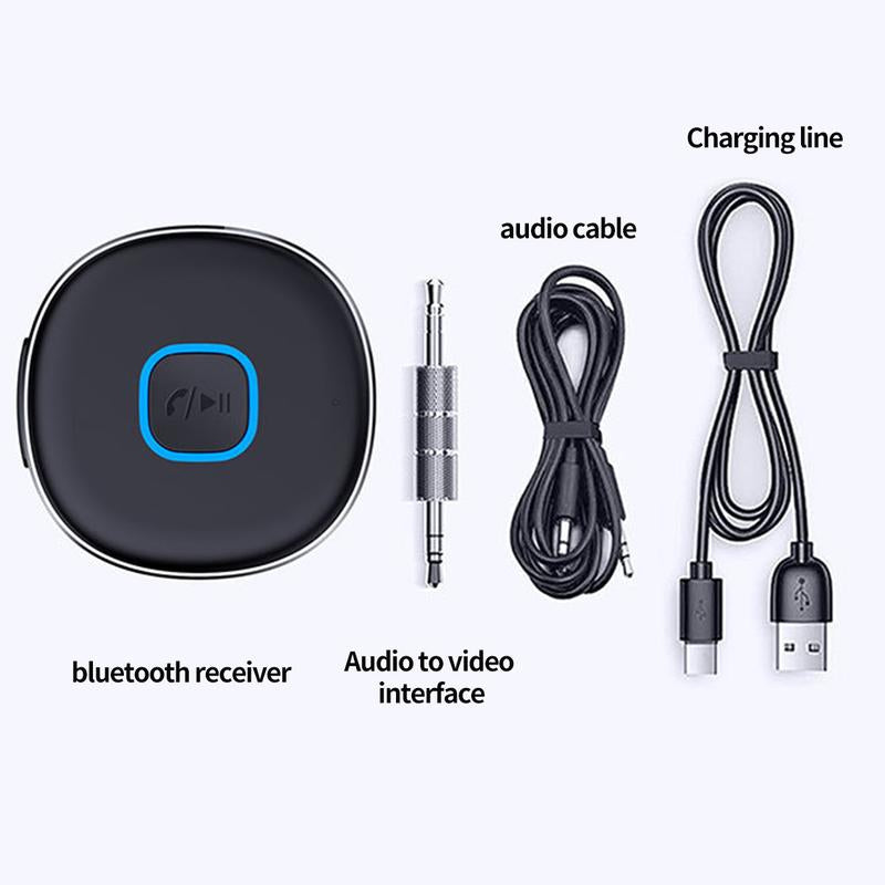 Car Bluetooth Receiver, Noise Cancelling 3.5Mm AUX Bluetooth Car Adapter, Wireless Audio Receiver for Home Stereo/Wired Headsets, Hands-Free Calling