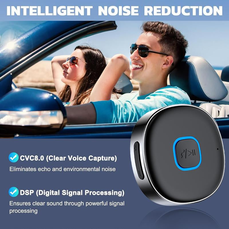Car Bluetooth Receiver, Noise Cancelling 3.5Mm AUX Bluetooth Car Adapter, Wireless Audio Receiver for Home Stereo/Wired Headsets, Hands-Free Calling