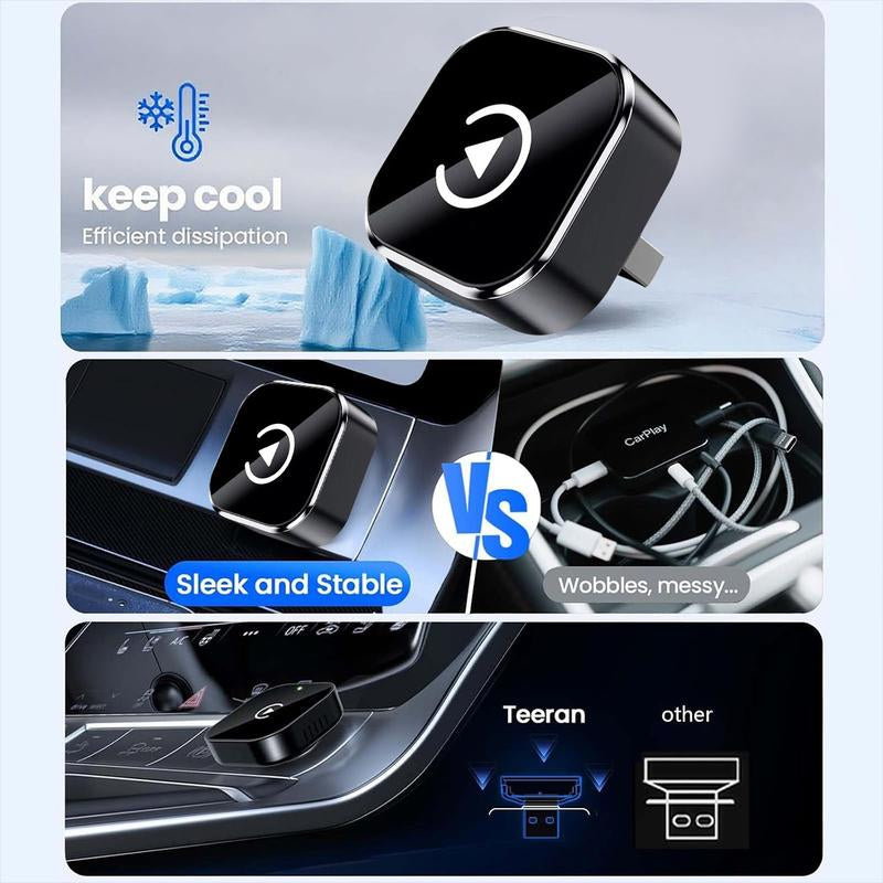 2025 Wireless Carplay Adapter for Iphone/Android - Fast Connection,No Latency,Hands-Free Call Wireless Adapter Electronic Charger Carplay Dongle