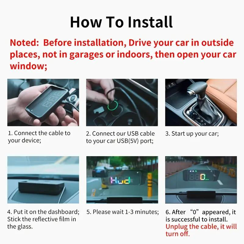 KWHUD Car HUD Head-Up Display Universal for All Car Models, without Battery Digital Speedometer HUD MPH Car Tools Accessory Gauge Pods Digital Speedometer Custom Gauges Cars