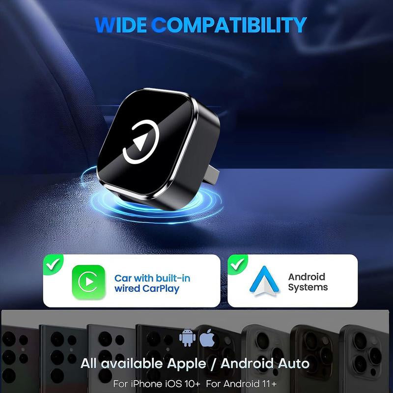 2025 Wireless Carplay Adapter for Iphone/Android - Fast Connection,No Latency,Hands-Free Call Wireless Adapter Electronic Charger Carplay Dongle
