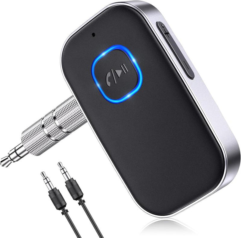 Car Bluetooth Receiver, Noise Cancelling 3.5Mm AUX Bluetooth Car Adapter, Wireless Audio Receiver for Home Stereo/Wired Headsets, Hands-Free Calling