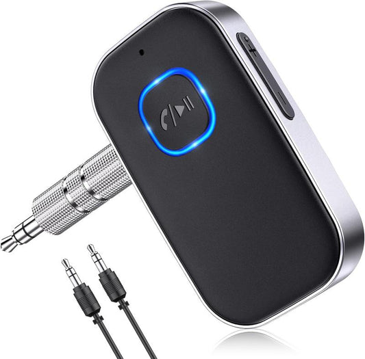 Car Bluetooth Receiver, Noise Cancelling 3.5Mm AUX Bluetooth Car Adapter, Wireless Audio Receiver for Home Stereo/Wired Headsets, Hands-Free Calling