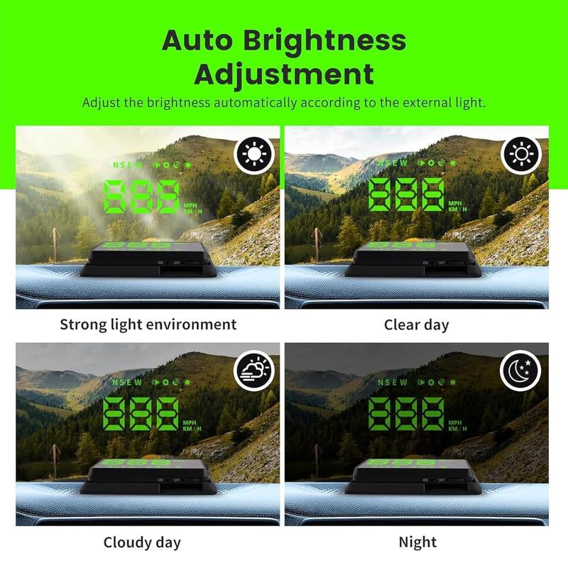 Digital Speedometer Heads up Display for Cars,Car Hud,Head up Display for Car,Gps Display,Automatic Brightness Adjustment,Speeding Alert,Usb Cable Plug & Play Custom Gauges Cars H Mph