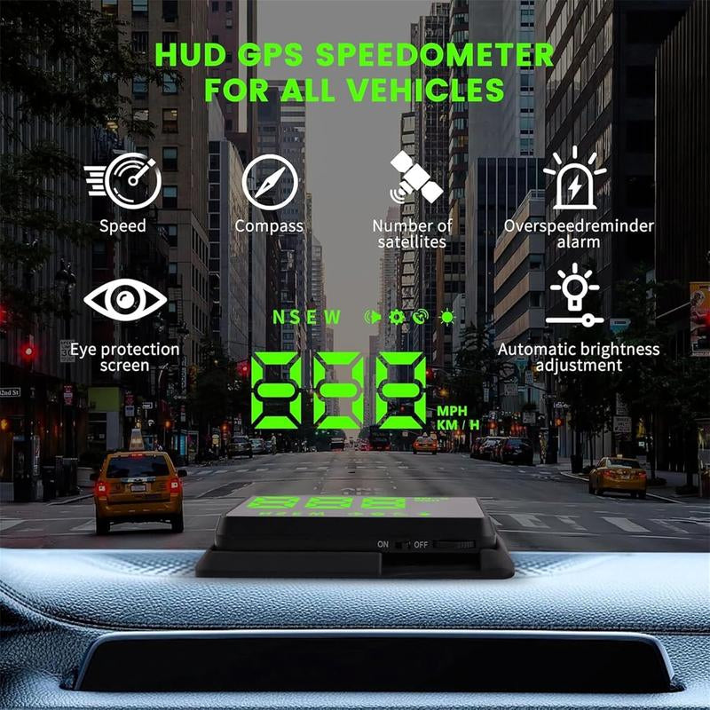 Digital Speedometer Heads up Display for Cars,Car Hud,Head up Display for Car,Gps Display,Automatic Brightness Adjustment,Speeding Alert,Usb Cable Plug & Play Custom Gauges Cars H Mph