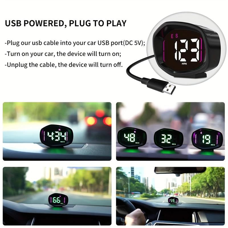 GPS Speedometer for Car Mph,Digital Speedometer for Car,Three Display Modes,Speeding Alert, Automatic Brightness Adjustment,Large Font Display,Usb Connect Plug and Play Tire Pressure Sensor Gauge Pods Digital Speedometer
