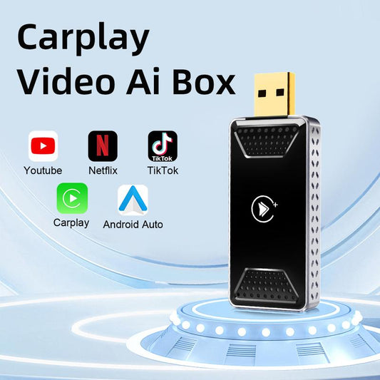 Mini AI Box - Streaming Netflix/Youtube/Tiktok to Your Car! 2 in 1 Wireless Carplay and Android Auto Adapter Suitable for Factory Wired Carplay Cars