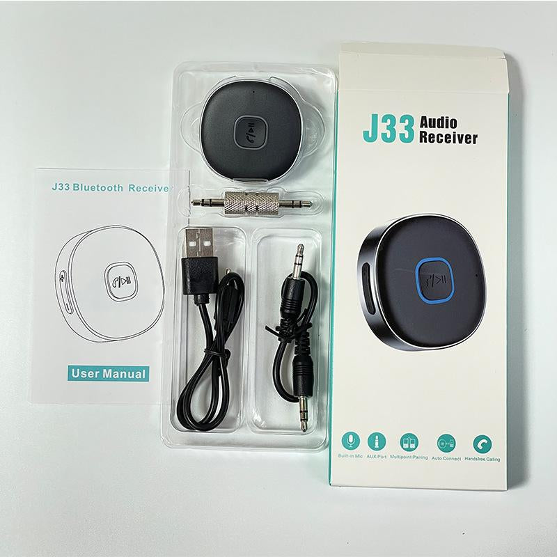Car Bluetooth Receiver, Noise Cancelling 3.5Mm AUX Bluetooth Car Adapter, Wireless Audio Receiver for Home Stereo/Wired Headsets, Hands-Free Calling
