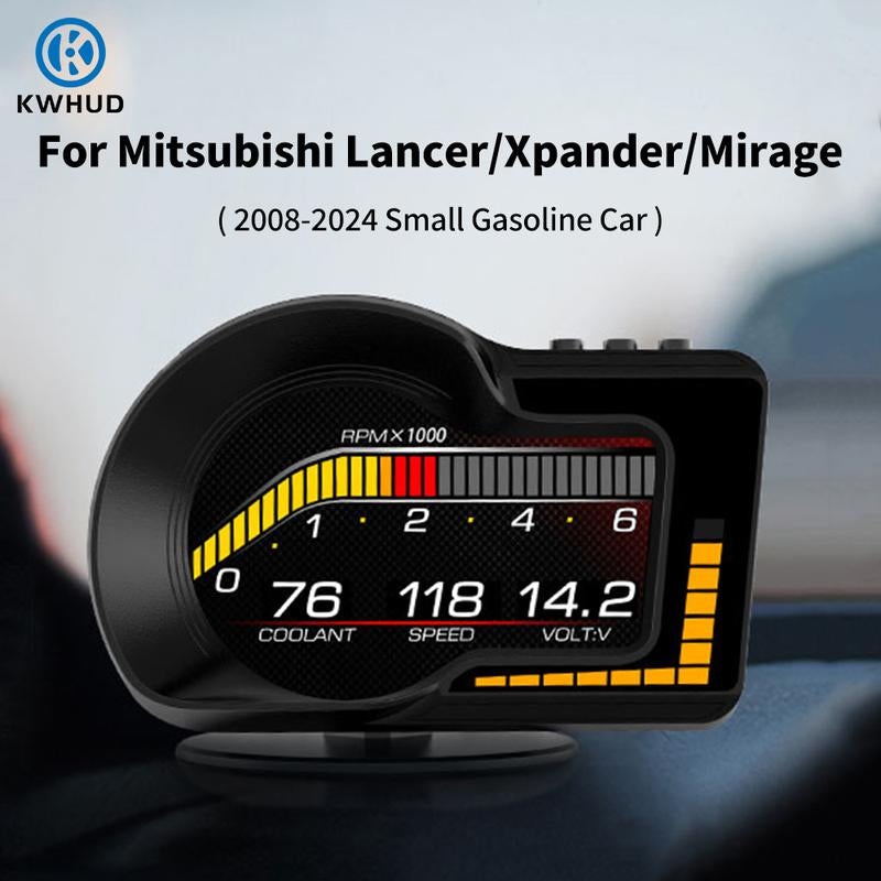 F16 Car Speedometer Display OBD2+GPS Dual Mode, 3.5" IPS Screen, Turbo Gauge, 6 Alerts, 8 Color Ambient Lights, 5 Themes, Fit Gasoline Cars 2008-2025 Gauge Pods