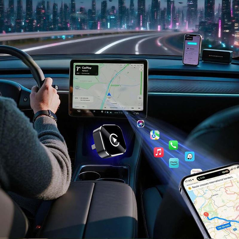2025 Wireless Carplay Adapter for Iphone/Android - Fast Connection,No Latency,Hands-Free Call Wireless Adapter Electronic Charger Carplay Dongle