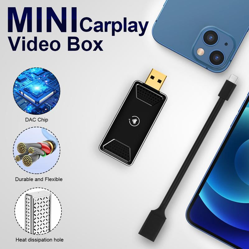 Mini AI Box - Streaming Netflix/Youtube/Tiktok to Your Car! 2 in 1 Wireless Carplay and Android Auto Adapter Suitable for Factory Wired Carplay Cars