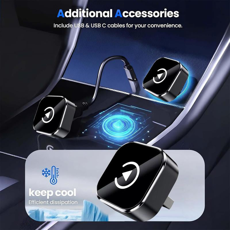 2025 Wireless Carplay Adapter for Iphone/Android - Fast Connection,No Latency,Hands-Free Call Wireless Adapter Electronic Charger Carplay Dongle