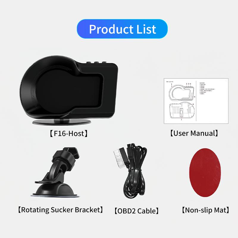 Digital Speedometer for Cars 2008-2025 | F16 OBD2 & GPS Display with 6 Custom Alerts